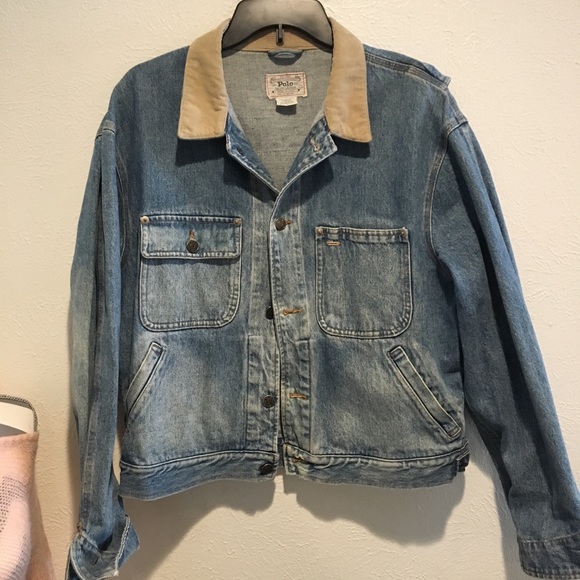 polo jean jacket with american flag